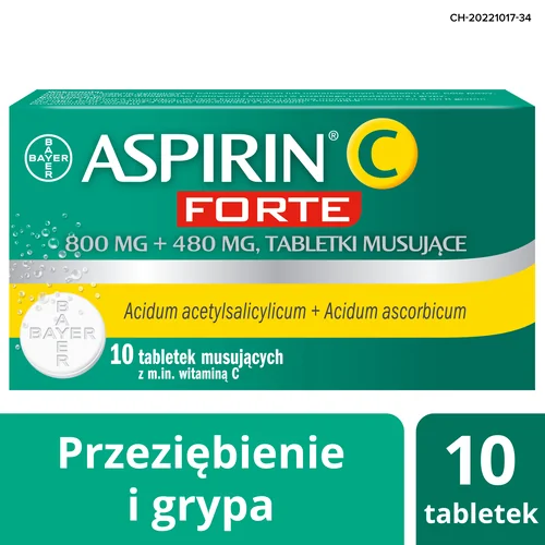 Aspirin C Forte 800 mg + 480 mg , 10 tabletek musujących