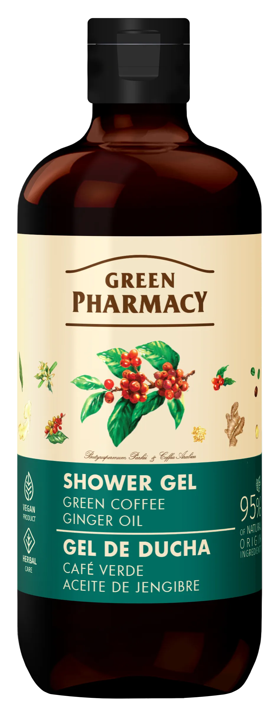 Green Pharmacy żel pod prysznic Zielona kawa i olejek imbirowy, 500 ml