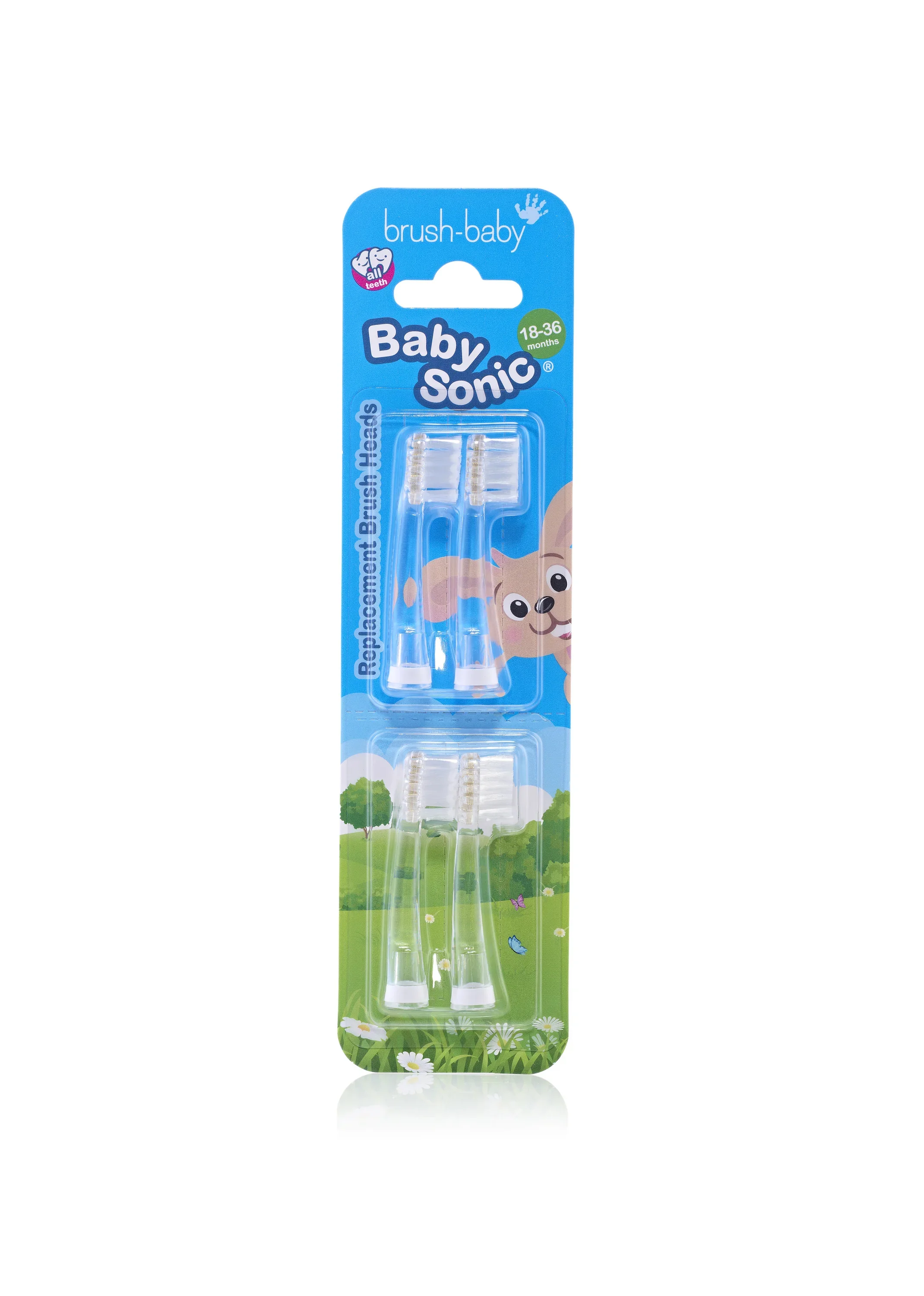 Brush-Baby BabySonic końcówki do szczoteczki sonicznej dla dzieci w wieku 18-36 miesięcy, 4 sztuki