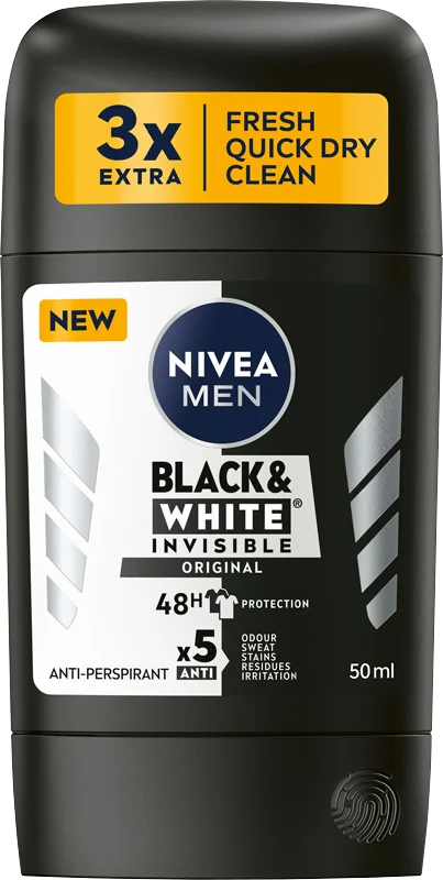 Nivea Men Black & White Invisible Original antyperspirant w sztyfcie, 50 ml