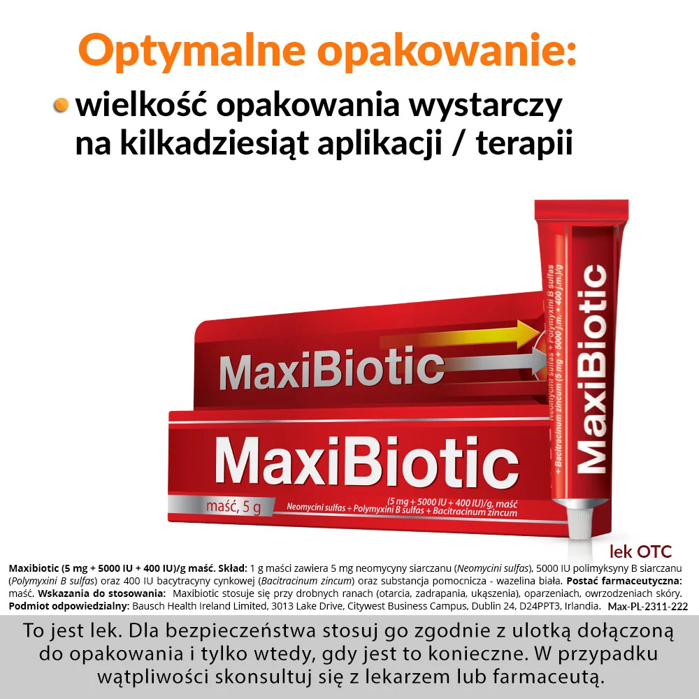 MaxiBiotic (5 mg + 5000 IU + 400 IU)/g maść, 5 g