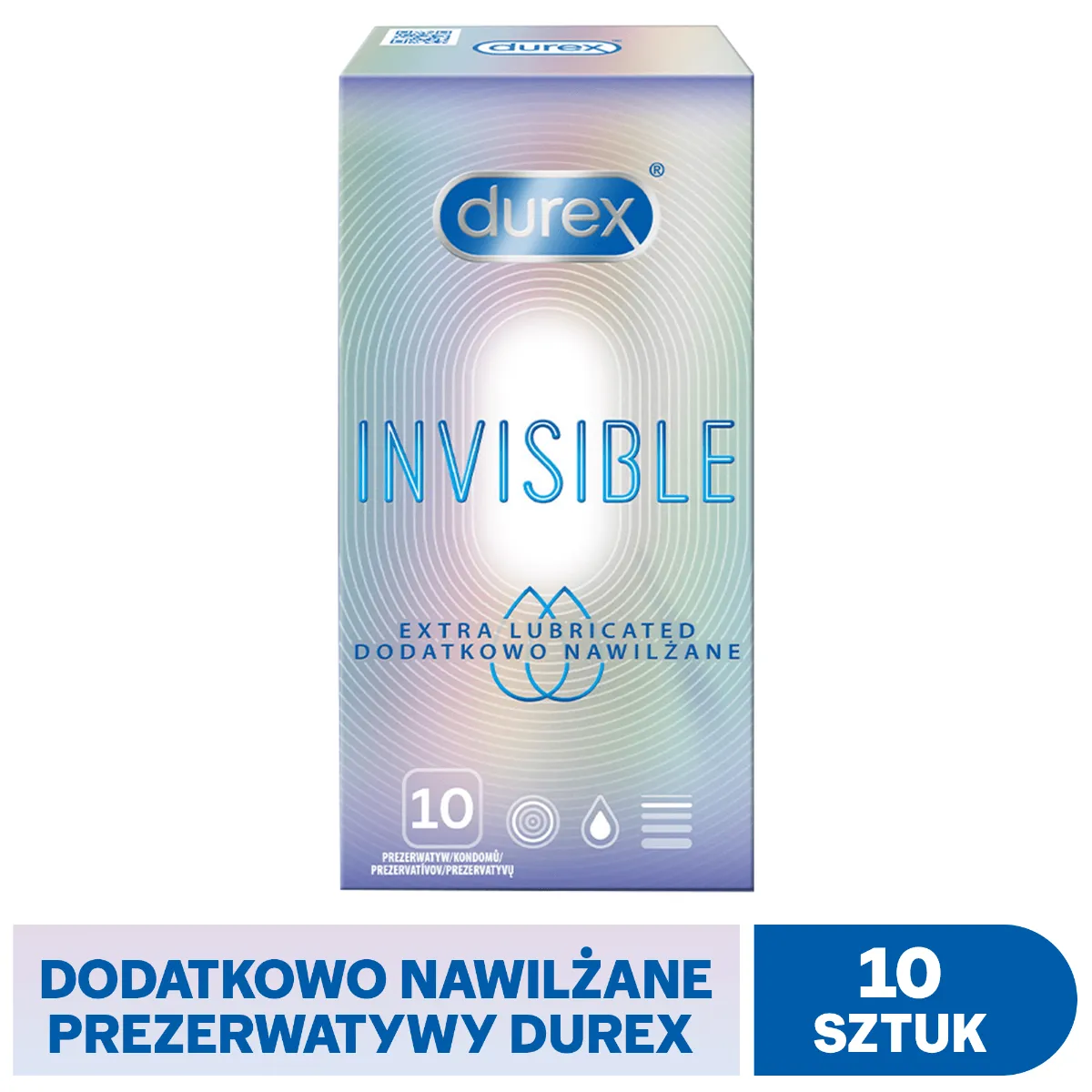 Durex Invisible, prezerwatywy extra nawilżane, 10 sztuk 