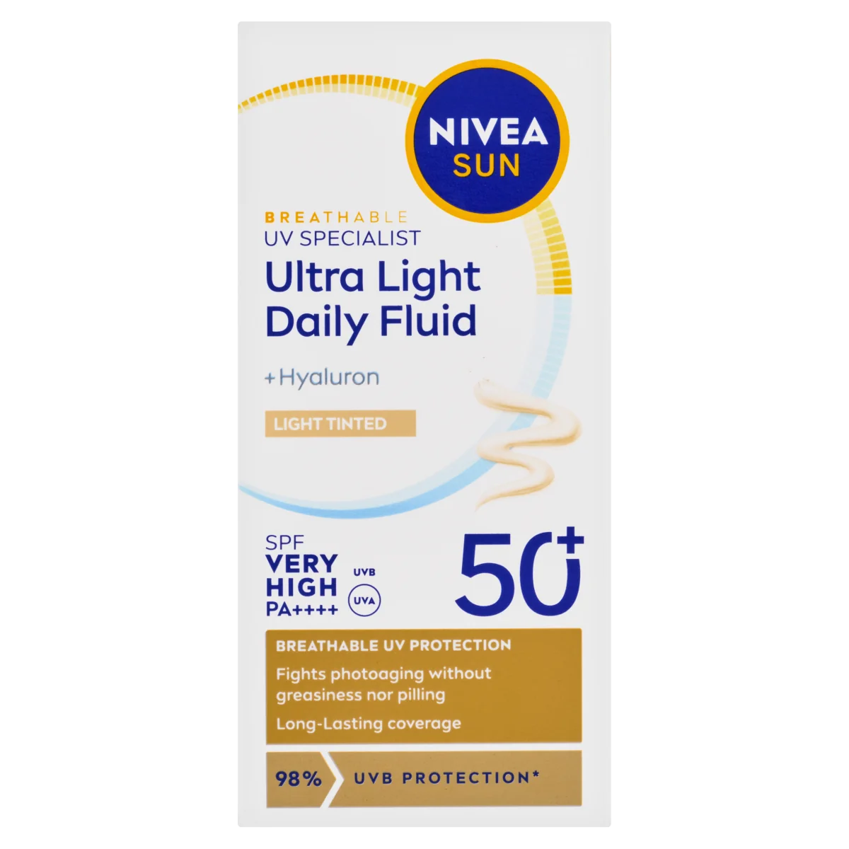 Nivea Sun Ultra Light Daily Fluid tonujący krem do twarzy jasny SPF 50+, 40 ml