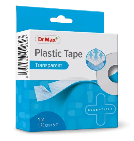 Plastic Tape Transparent Dr.Max, plaster z tworzywa sztucznego w rolce 1,25 cm x 5 m, 1 sztuka