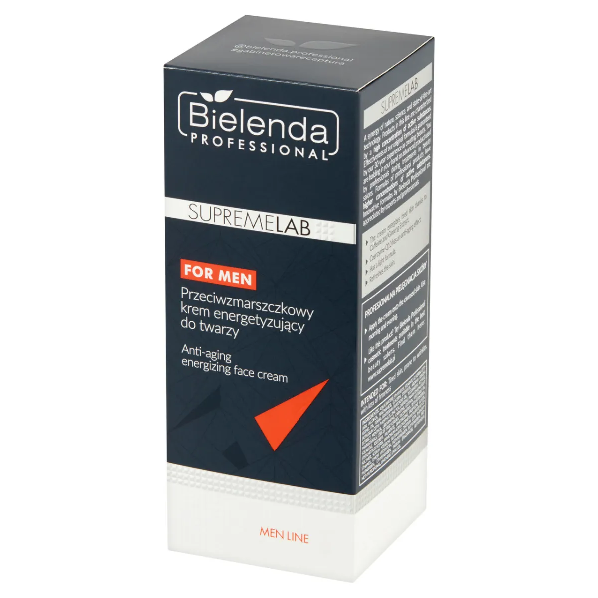 Bielenda Professional SupremeLab Men Line, przeciwzmarszczkowy krem energetyzujący do twarzy, 50 ml 