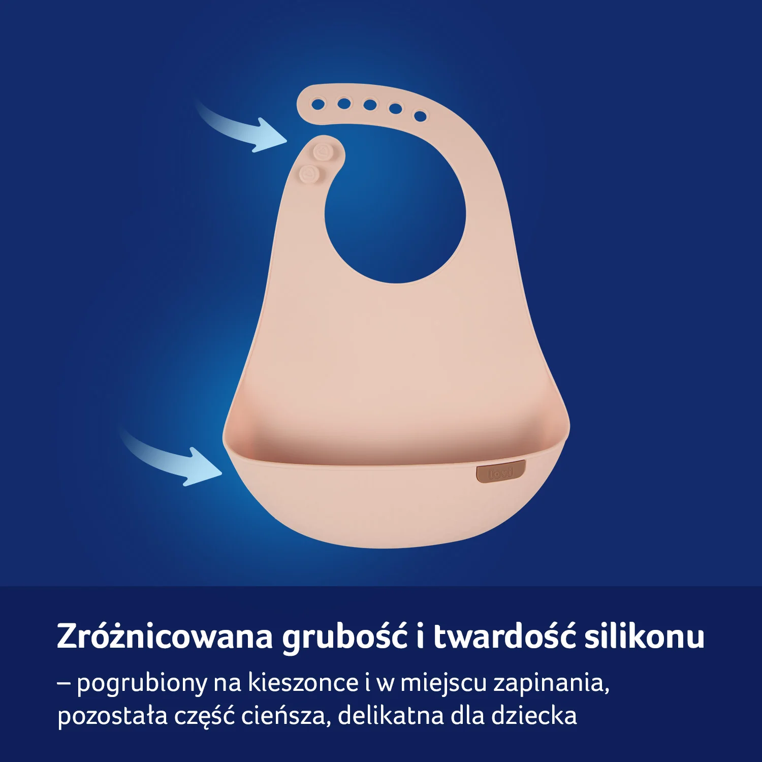 LOVI Śliniak silikonowy z kieszonką nude, 1 sztuka