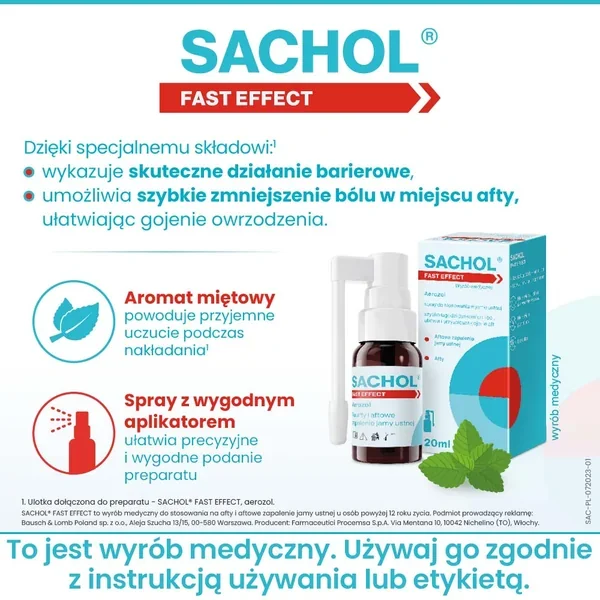 Sachol Fast Effect aerozol, 20 ml