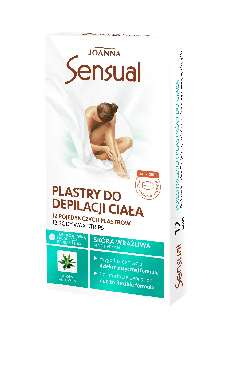 Joanna Sensual plastry do depilacji ciała z aloesem, 12 szt.