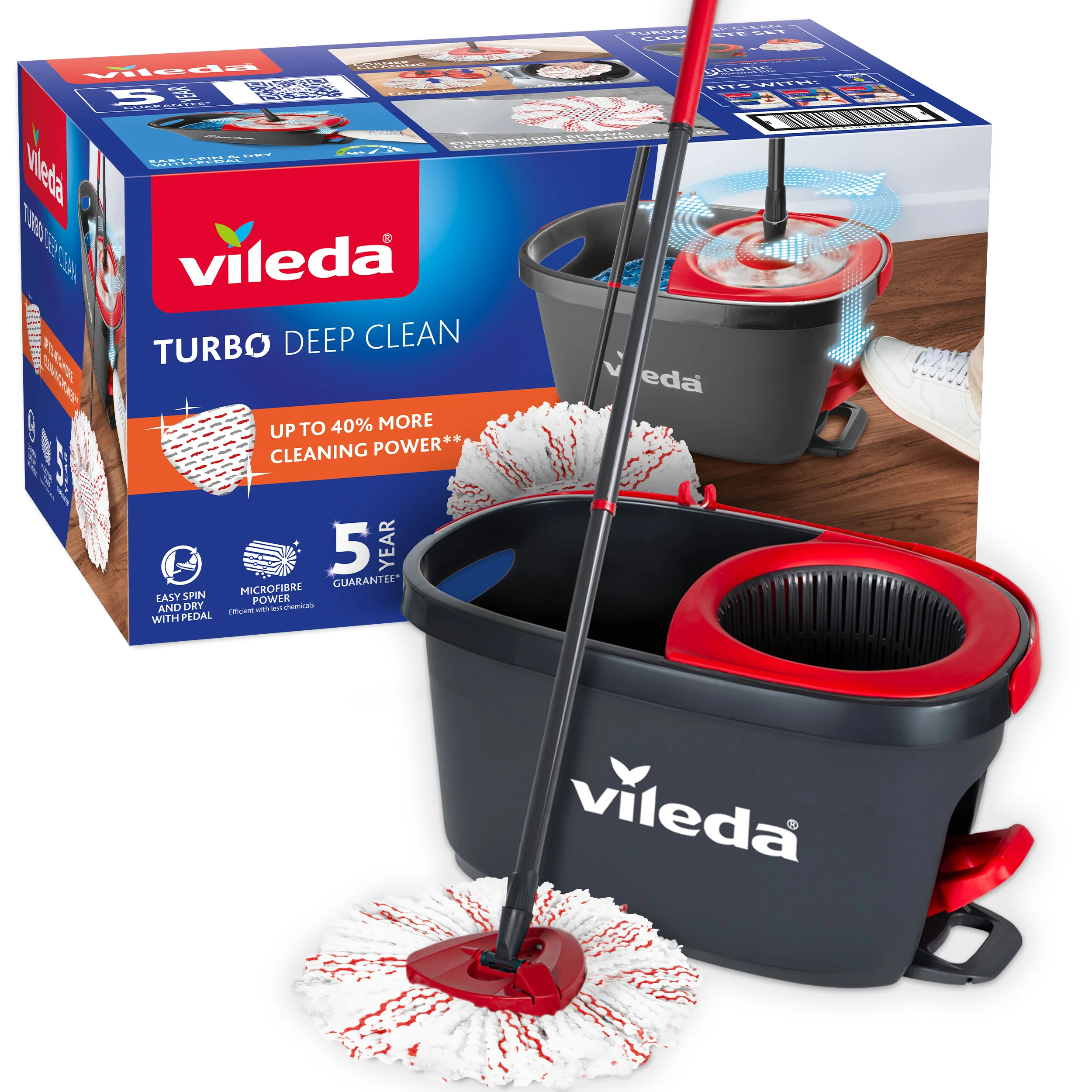 Vileda Turbo 3w1 Microfibre mop obrotowy z drążkiem + wiadro