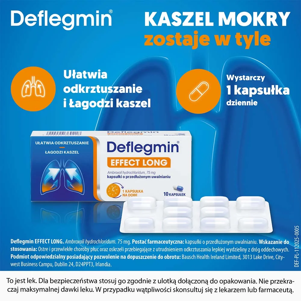 Deflegmin Effect Long 75 mg 10 kapsułek o przedłużonym uwalnianiu