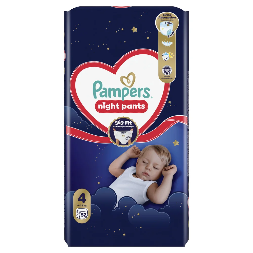 Pampers Night Pants 4 pieluchomajtki, rozmiar 4, 9-15 kg, 52 sztuki