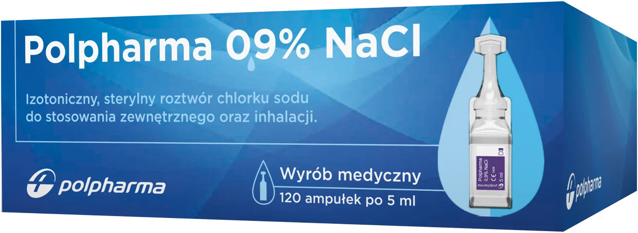 Polpharma 0,9% NaCl sterylny roztwór do stosowania zewnętrznego, 120 ampułek x 5 ml