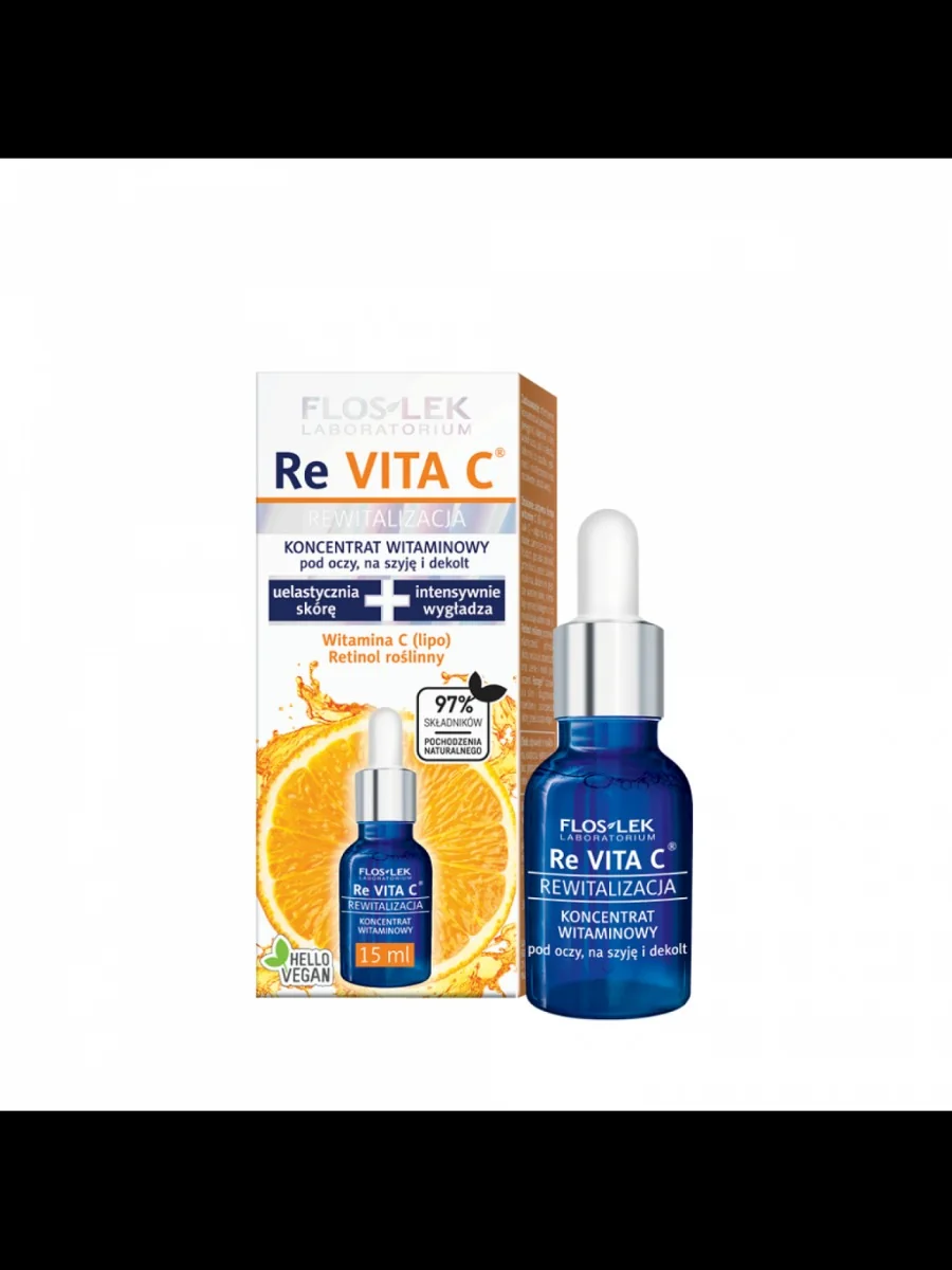 Floslek Revita C koncentrat witaminowy pod oczy, na szyję i dekolt, 15 ml