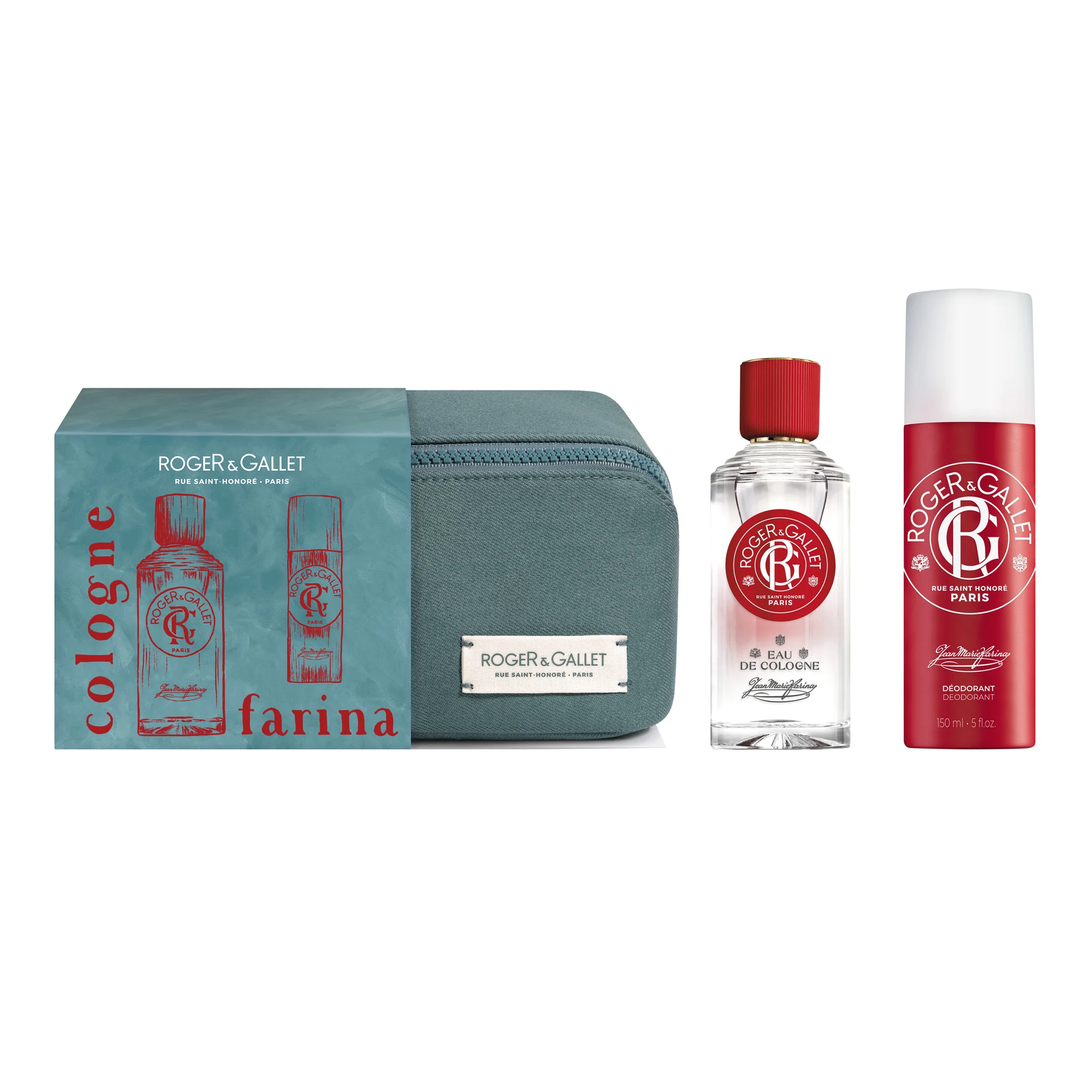 Roger & Gallet Zestaw woda Jean Marie Farina, 100 ml + dezodorant, 150 ml + kosmetyczka