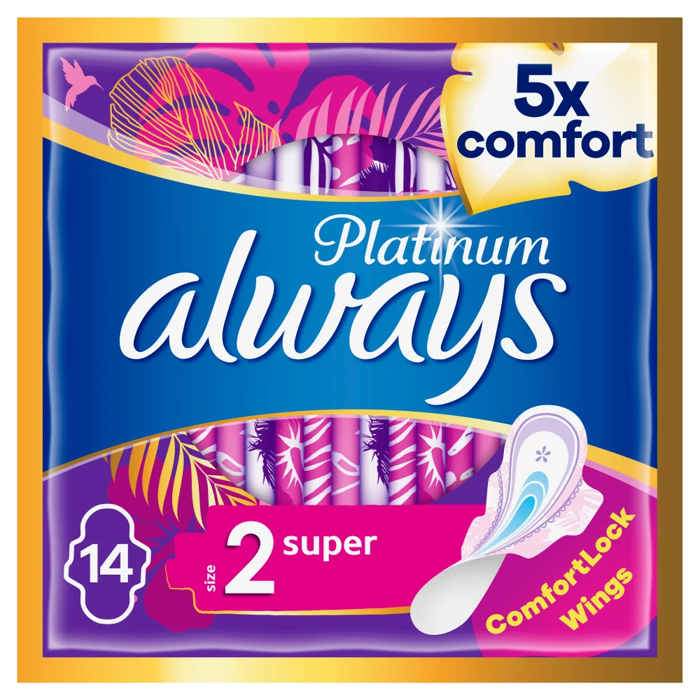 Always Platinum Super podpaski ze skrzydełkami rozmiar 2, 14 szt.