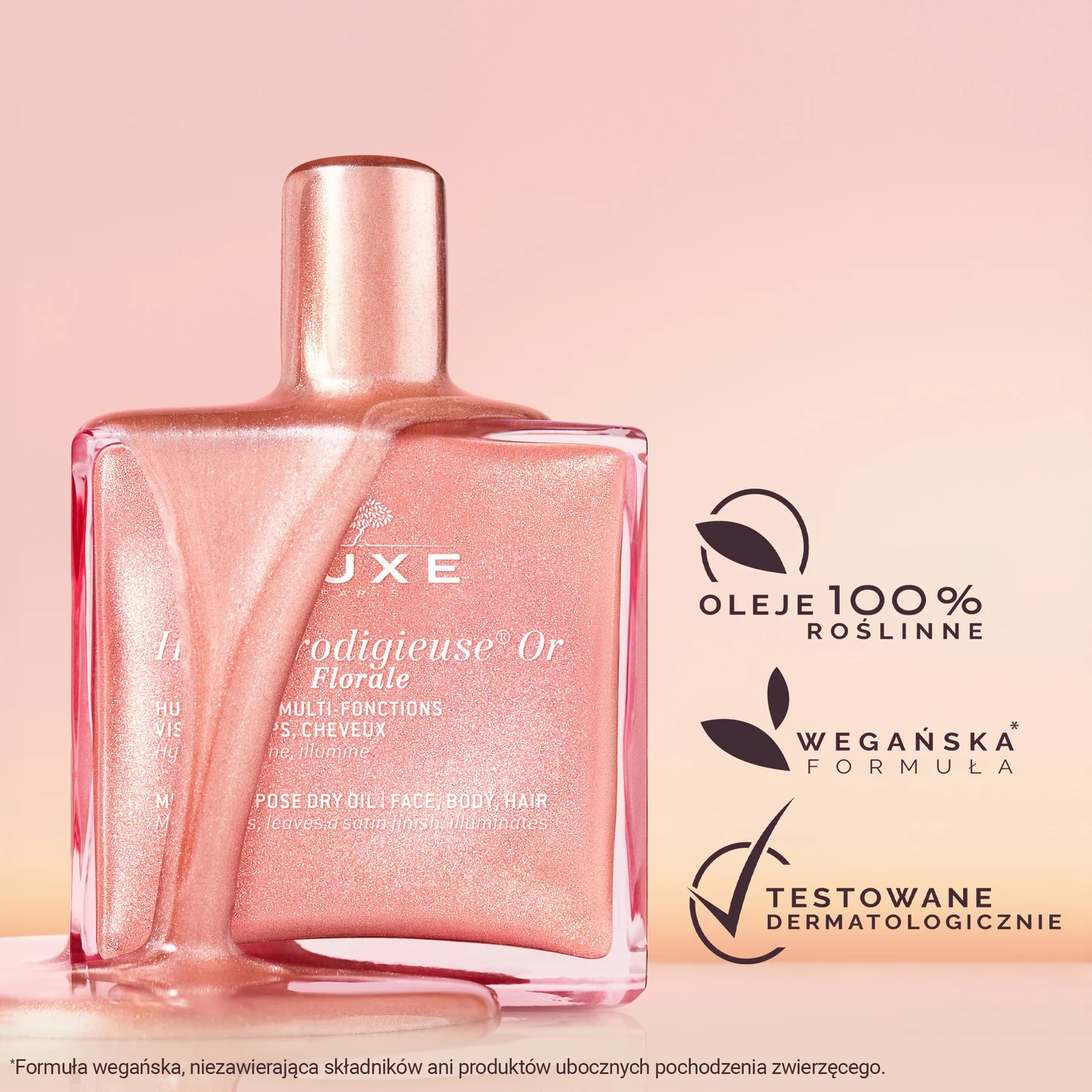 Nuxe Zestaw READY, GO, GLOW Very Rose powiększające serum do ust, 8 ml + suchy olejek kwiatowy, 10 ml + gumka do włosów