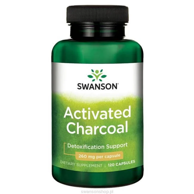 Swanson Activated Charcoal suplement diety, 120 kapsułek