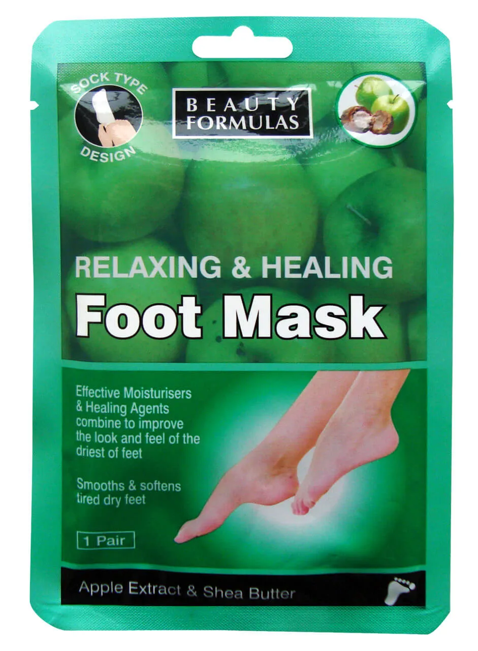 Beauty Formulas, relaksująco-odżywcza maska na stopy, 1 para