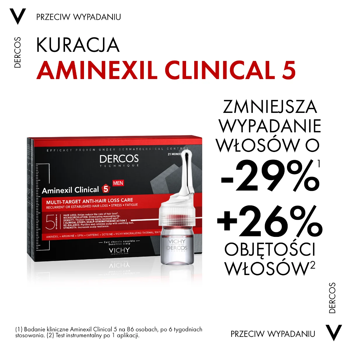 Dercos Technique MEN Aminexil Clinical 5 kuracja przeciw wypadaniu włosów, 21 x 6 ml