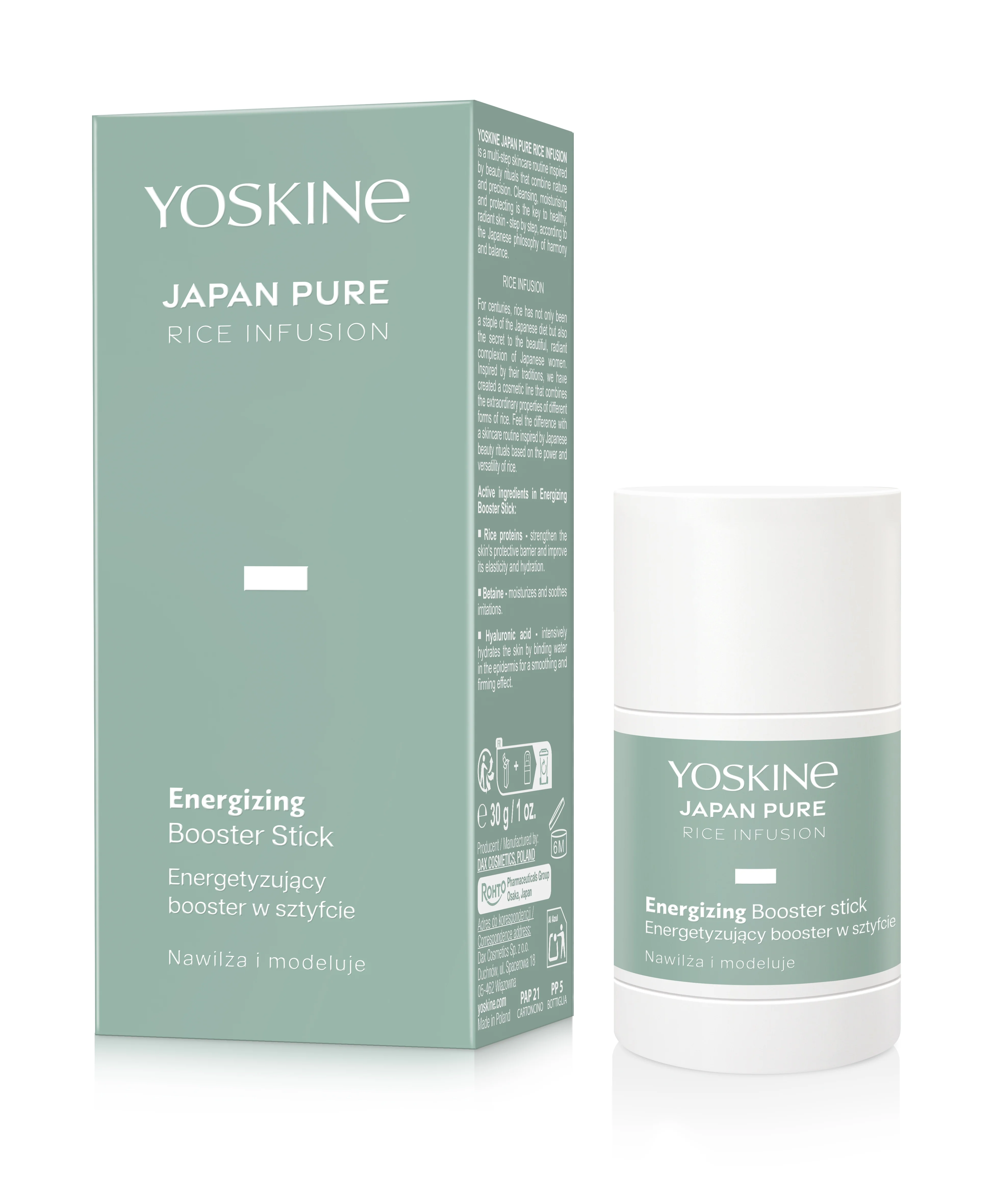 Yoskine Japan Pure Rice Infusion energetyzujący booster serum w sztyfcie, 30 g