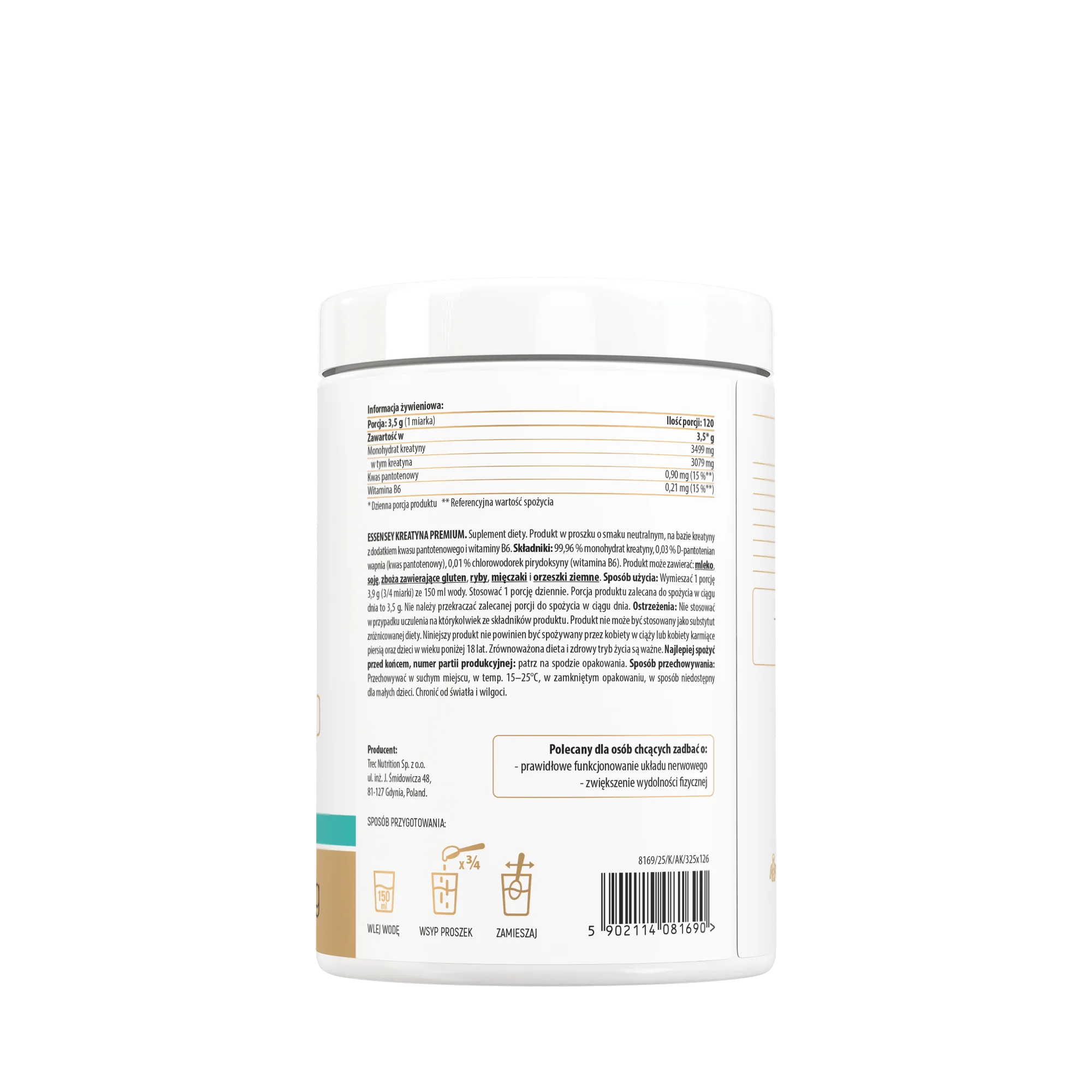 Essensey Kreatyna Premium o smaku neutralnym, proszek, 420 g