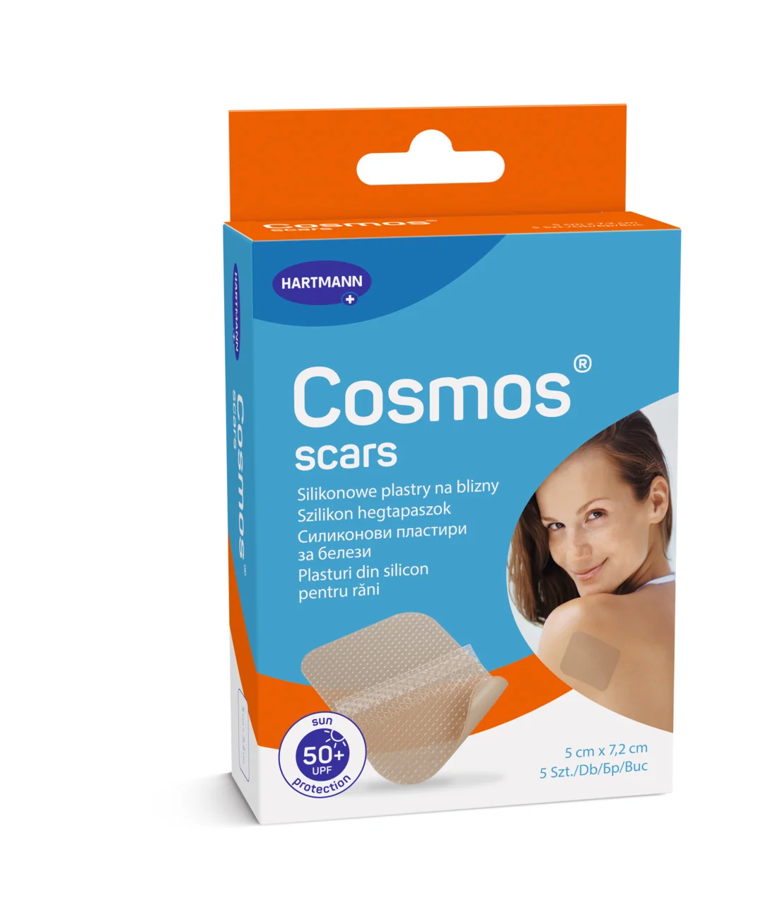Hartmann Cosmos® Scar silikonowe plastry na blizny 5 x 7,2 cm, 5 sztuk
