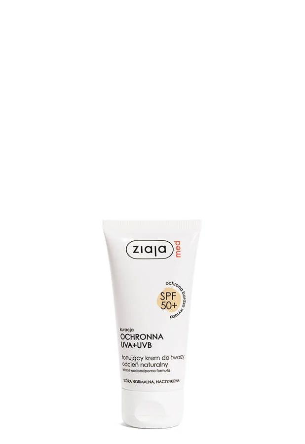 Ziaja Med Kuracja Ochronna tonujący krem do skóry normalnej, naczynkowej, odcień naturalny SPF 50+, 50 ml