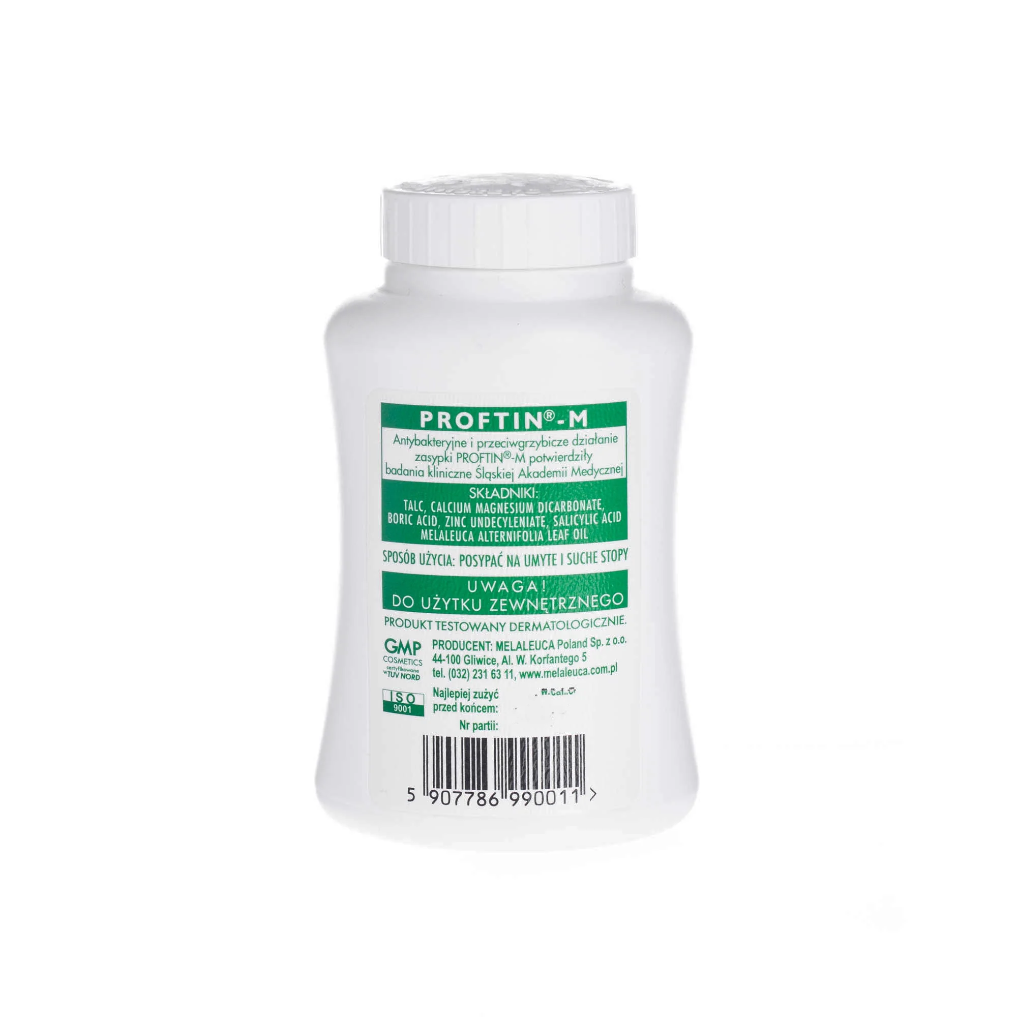 Profitin-M zasypka do stóp zawiera olejek z drzewa herbacianego Melaleuca Alternifolia, 100 g