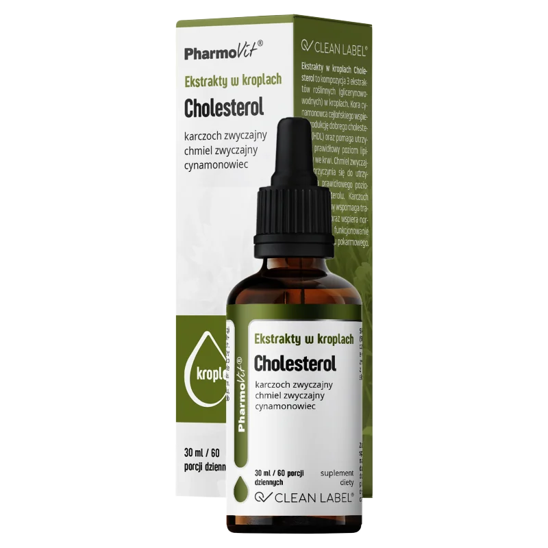 Pharmovit Clean label Ekstrakty w kroplach, Cholesterol, 30 ml