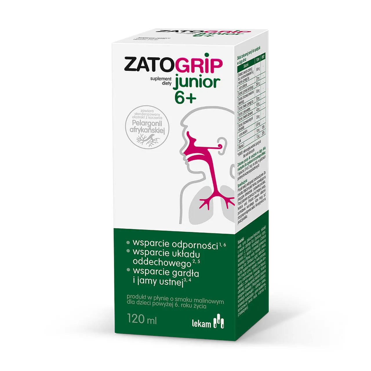 Zatogrip Junior 6+, suplement diety, syrop, 120 ml 