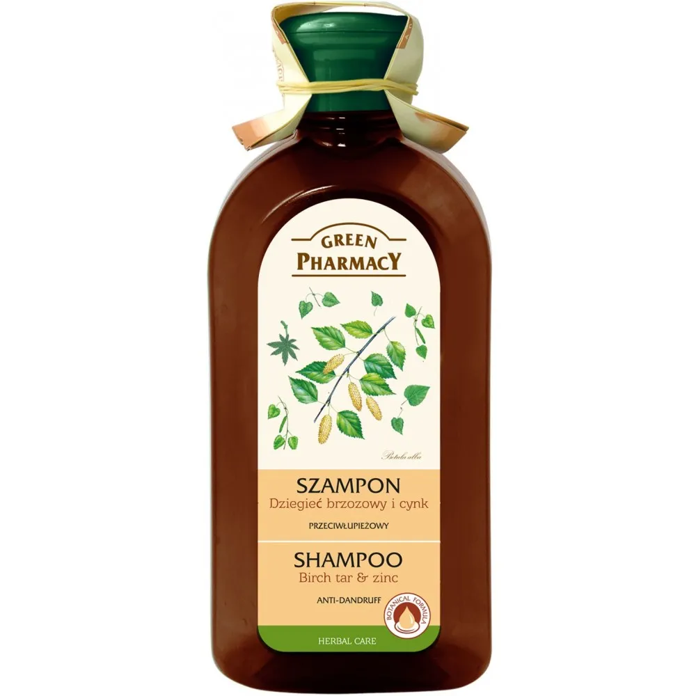 Green Pharmacy, szampon przeciw łupieżowy, dziegieć i cynk, 350 ml