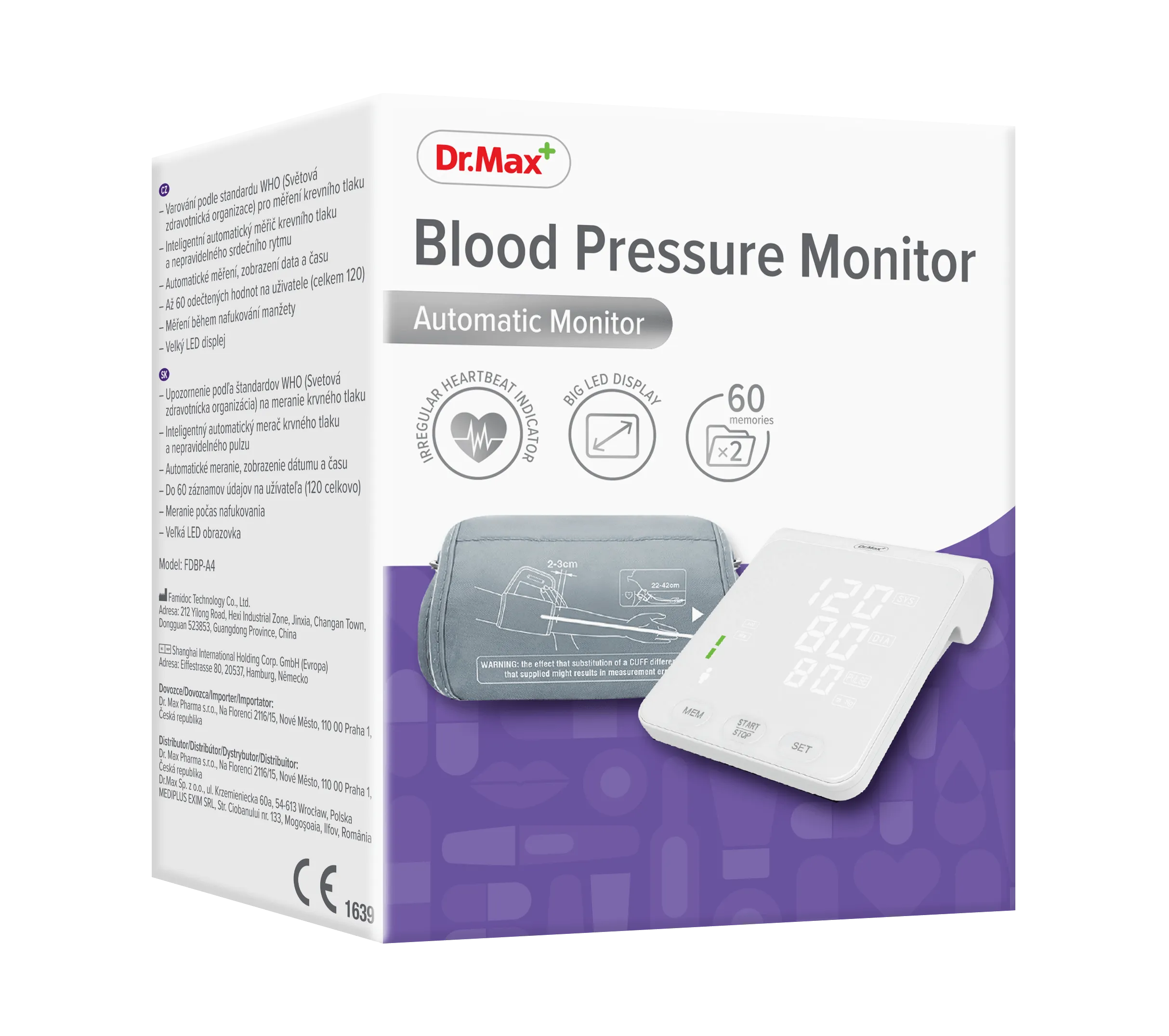 Blood Pressure Monitor Dr.Max, ciśnieniomierz naramienny, 1 sztuka