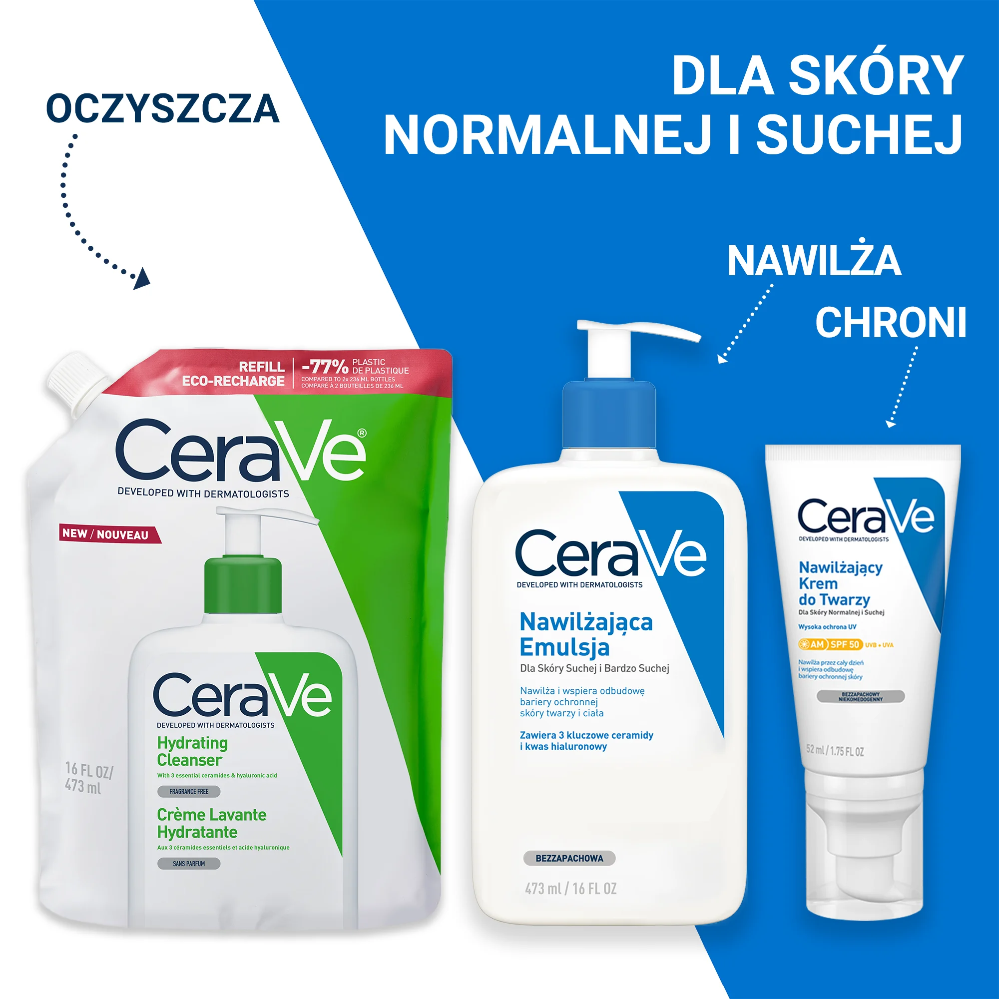 CeraVe nawilżająca emulsja do mycia, refill, 473 ml