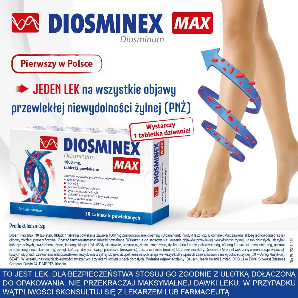 Diosminex Max 1000 mg 30 tabletek powlekanych