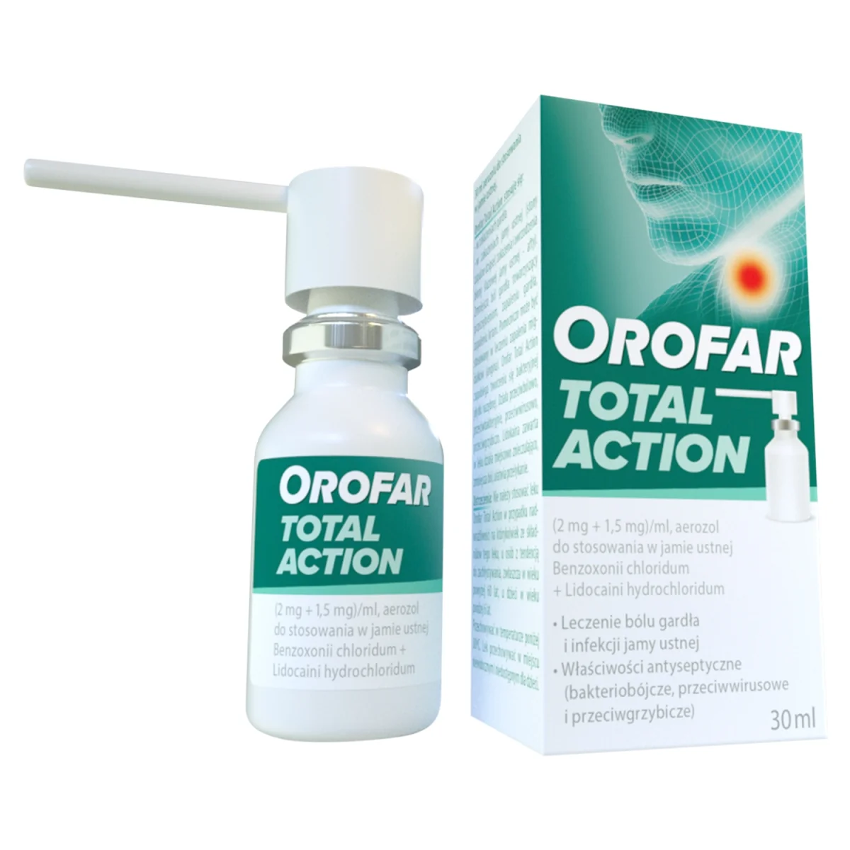 Orofar Total Action (2 mg + 1,5 mg)/ml, aerozol, 30 ml