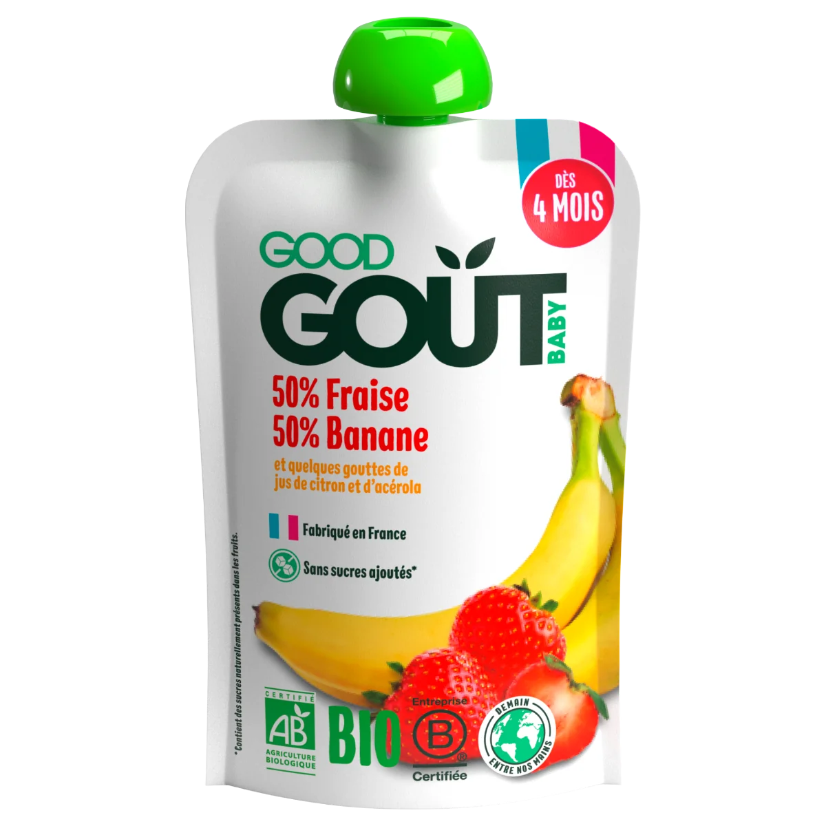 Good Gout BIO truskawka z bananem od 4. miesiąca życia, 120 g