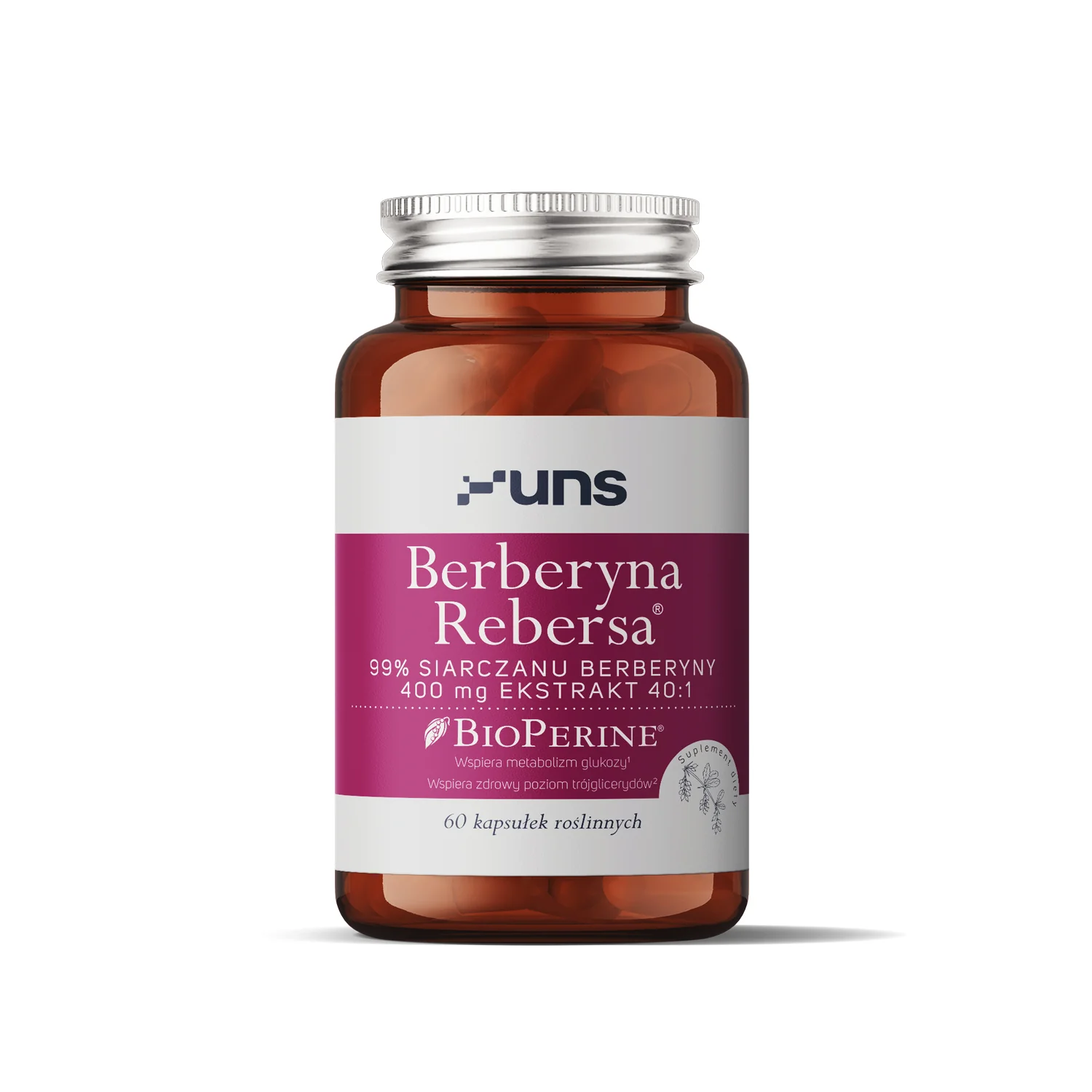 UNS Rebersa Berberyna HCL + BioPerine® Ekstrakt 60:1 60 wege kapsułek
