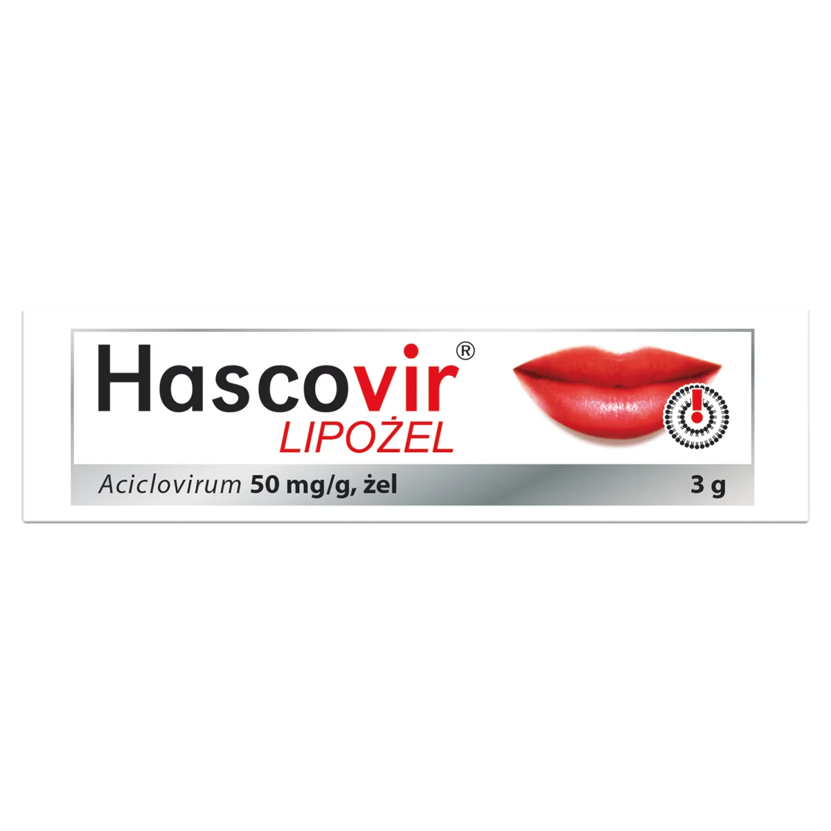 Hascovir Lipożel Pro żel na opryszczkę wargową oraz zmiany opryszczkowe na twarzy, 3 g