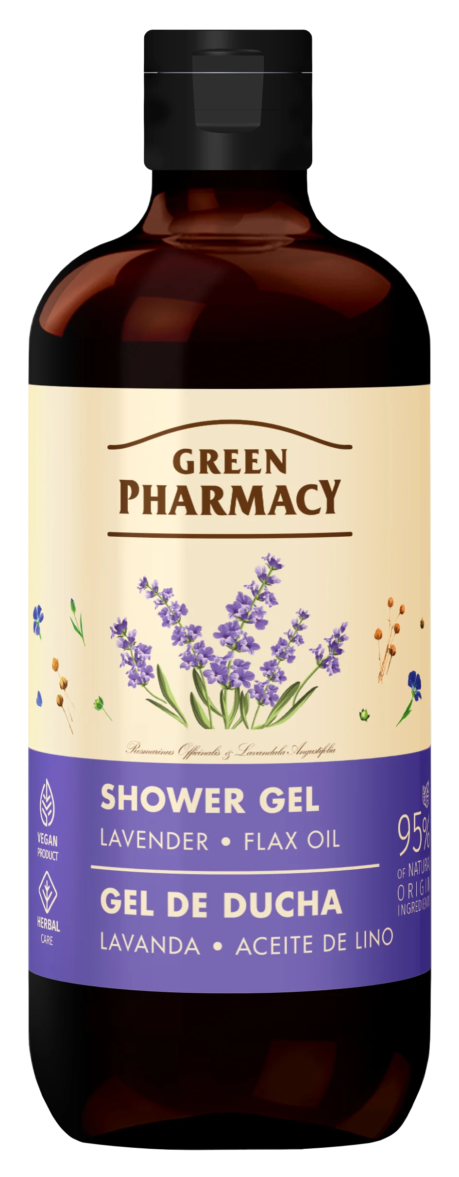 Green Pharmacy żel pod prysznic, Lawenda i Olejek lniany, 500 ml