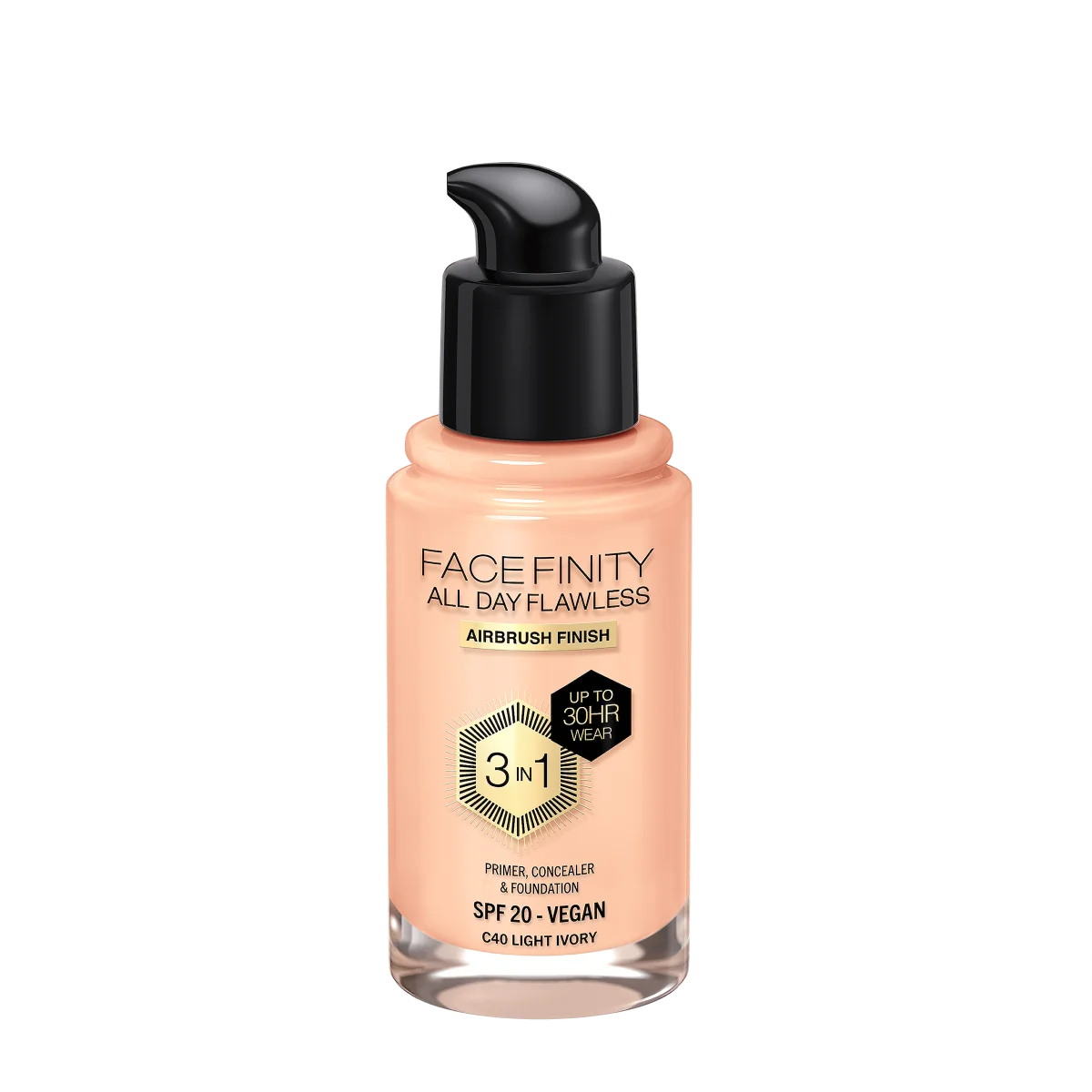 Max Factor Facefinity All Day Flawless 3in1 Kryjący podkład w płynie z filtrem SPF 20 nr C40 Light Ivory, 30 ml