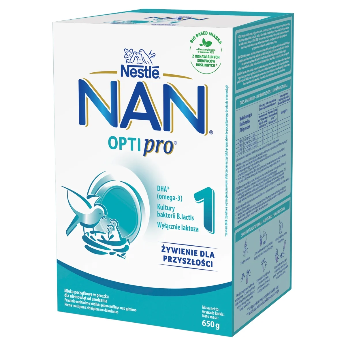 Nestle NAN Optipro 1 mleko modyfikowane dla niemowląt od urodzenia, 650g