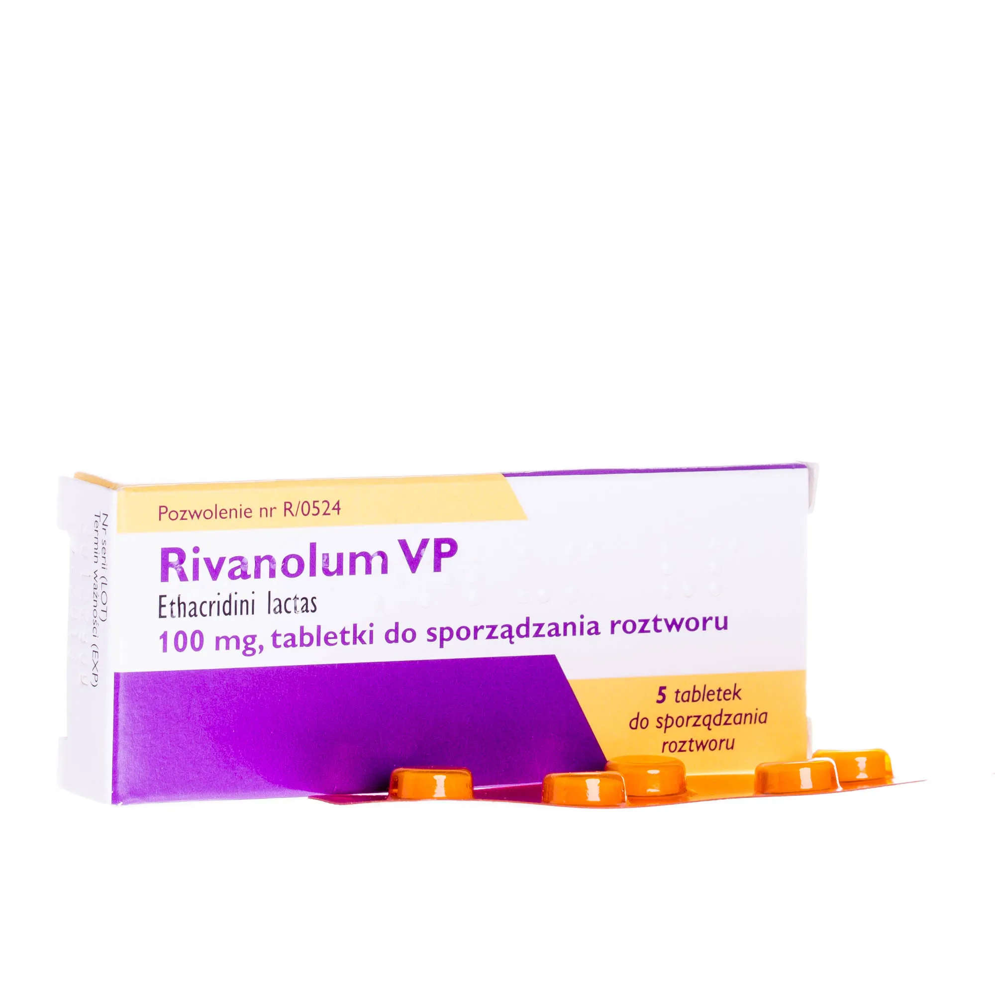 Rivanolum VP, Ethacridini lactas 100 mg, 5 tabletek do sporządzania roztworu