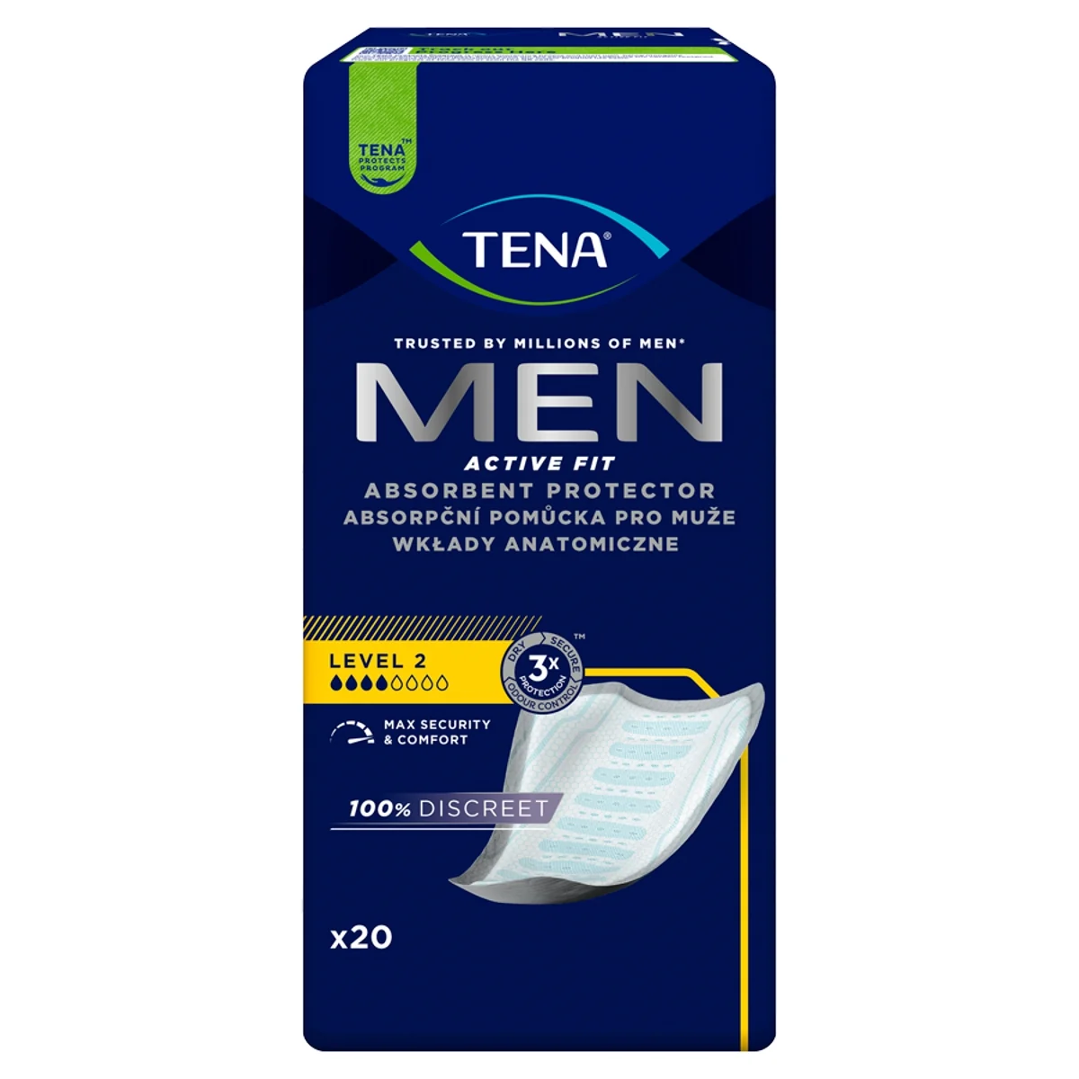 TENA Men Active Fit wkładki anatomiczne Level 2, 20 sztuk
