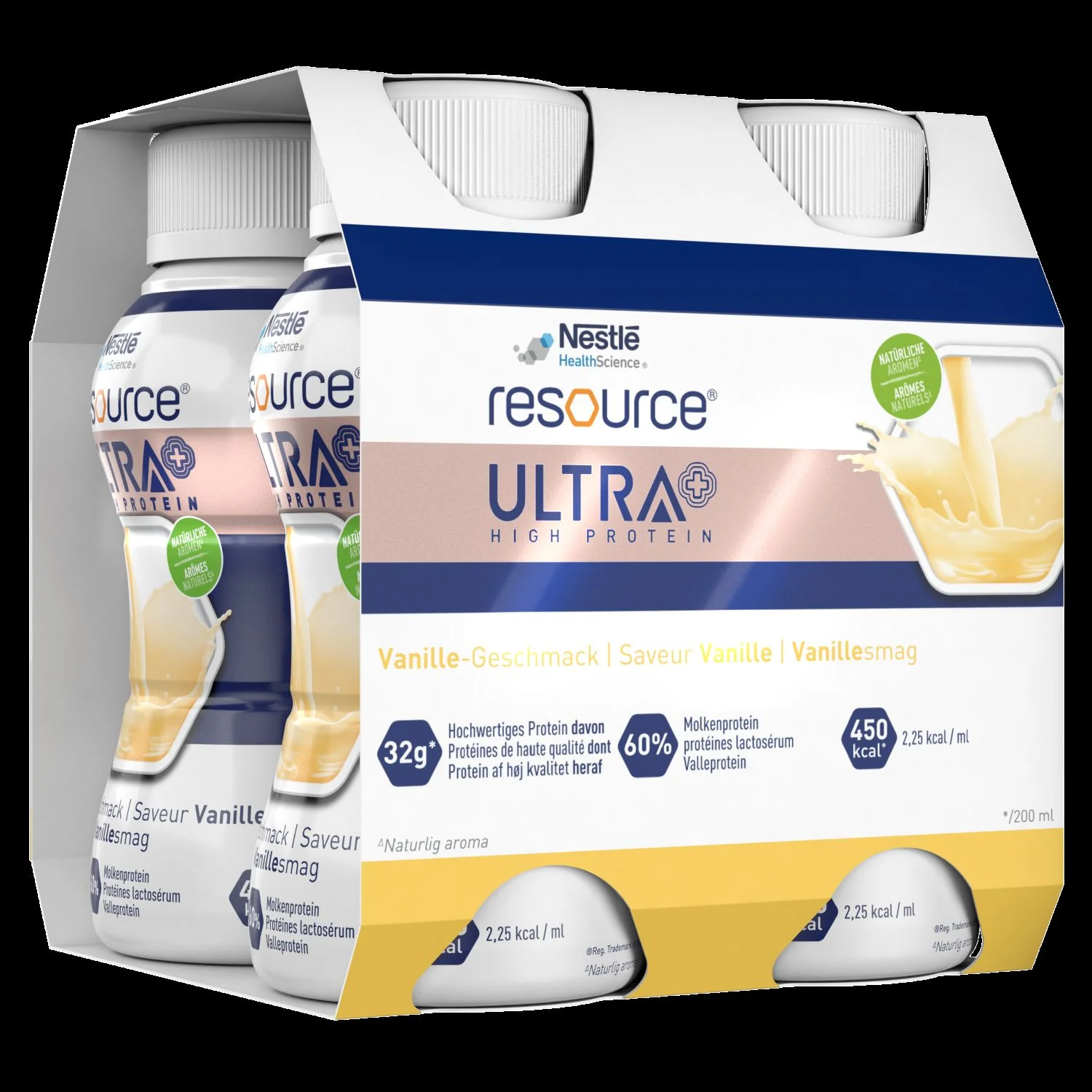 Nestlé Resource Ultra+ żywność specjalnego przeznaczenia smak waniliowy, 4 x 200 ml