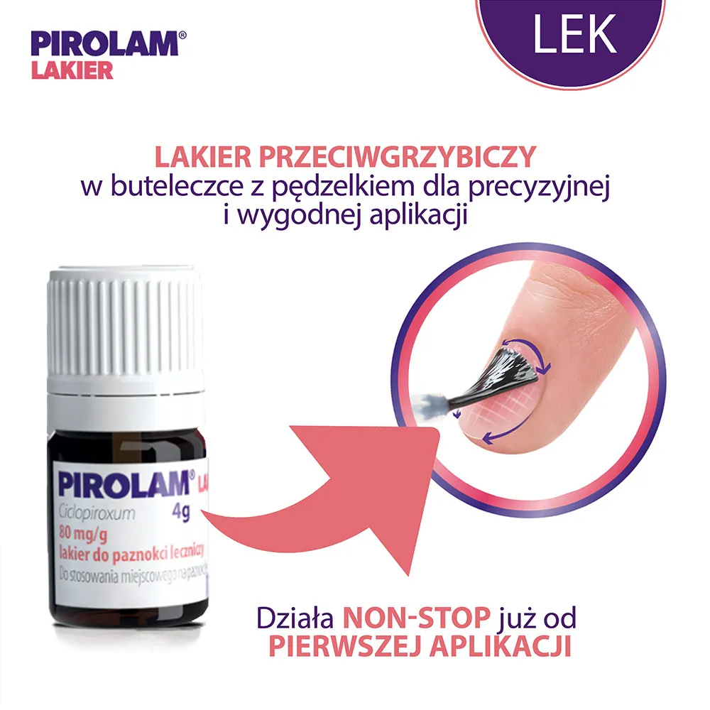 Pirolam Lakier, 80 mg/g, lakier do paznokci leczniczy, 4g 