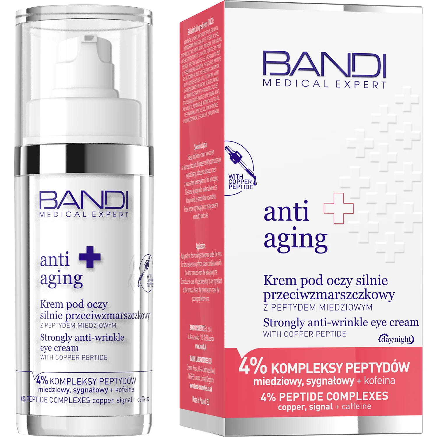 Bandi Anti Aging krem pod oczy silnie przeciwzmarszkowy z peptydem miedziowym, 30 ml