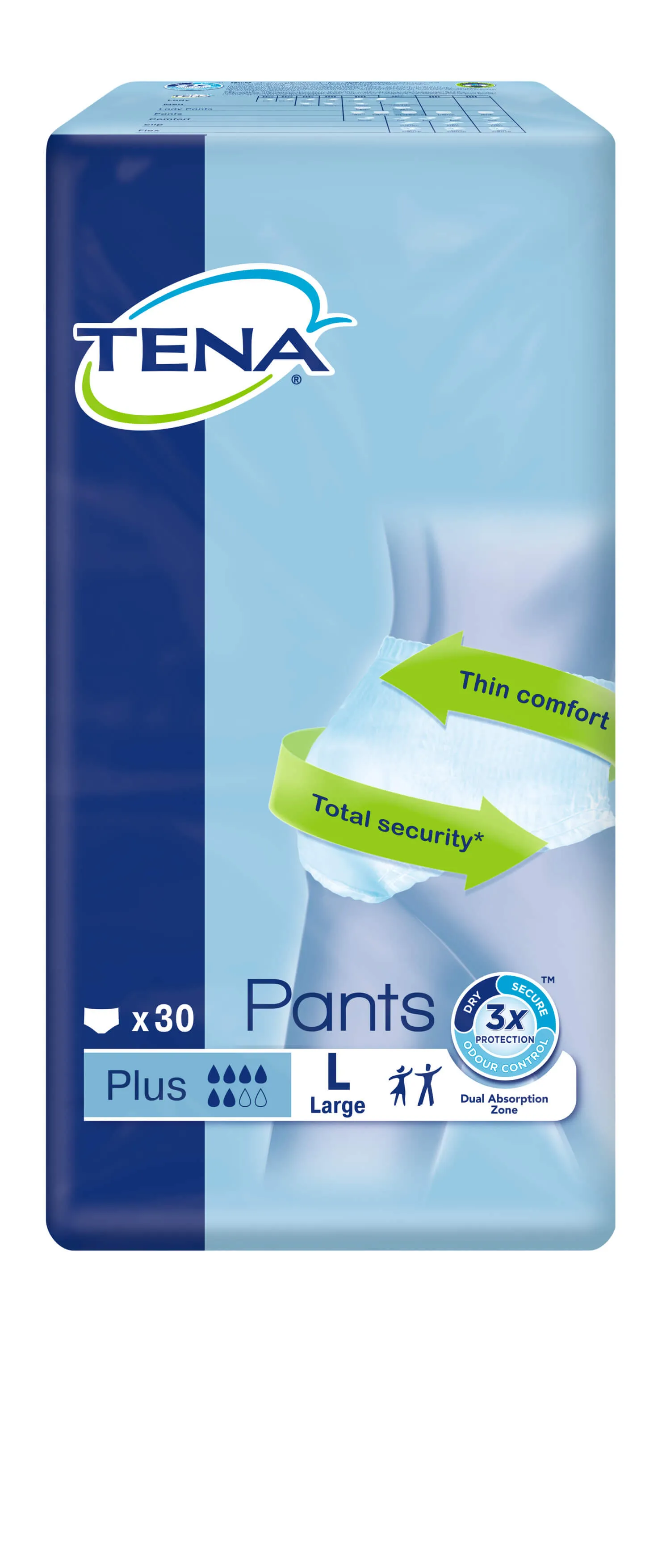 Tena Pants Plus, majtki chłonne, large 100-135 cm, 30 sztuk 