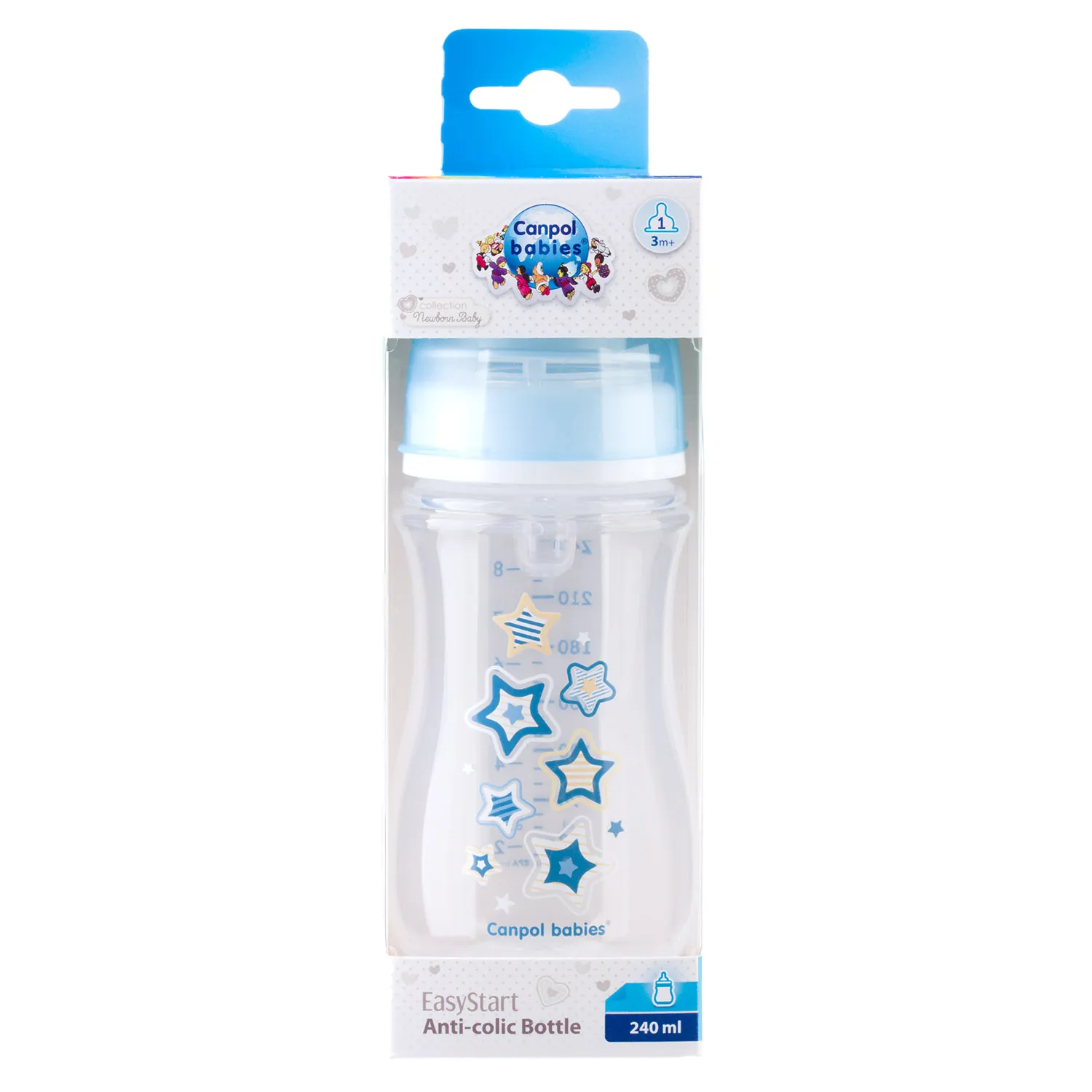 Canpol Babies, butelka szerokootworowa, antykolkowa, 3-6 miesiąca 35/217_blu, 240 ml