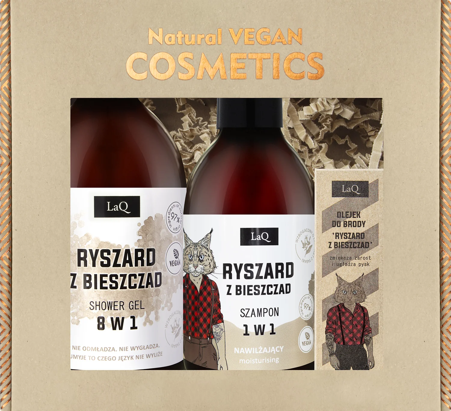 LaQ Zestaw Ryszard z Bieszczad żel, 500 ml + szampon, 300 ml + olej, 30 ml