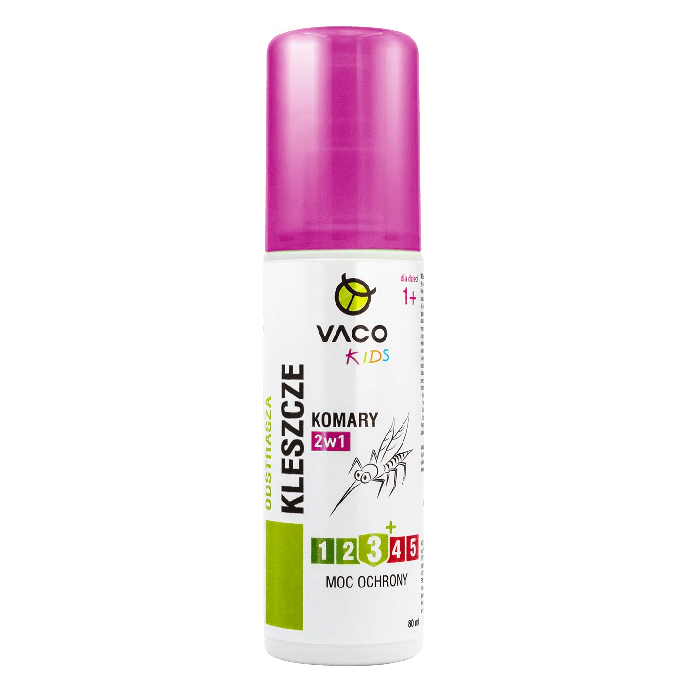 VACO KIDS 2 w 1 płyn na komary, kleszcze i meszki dla dzieci 1+, 80 ml